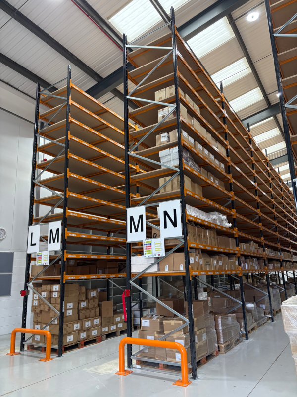 Storage Aspects - Book Aid International - Distribution Centre - Pallet Racking Signage in place