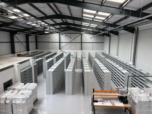 Storage Aspects - Book Aid International - Distribution Centre - Shelving overview in Unit 6